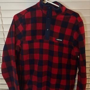 Lands' End Men's Red and Blue Buffalo Plaid Sweatshirt